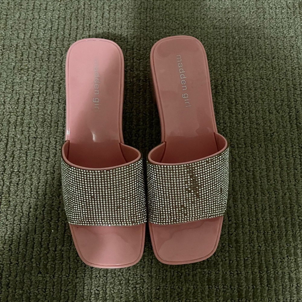 Pink Rhinestone Slide Sandals - Picture 4 of 4